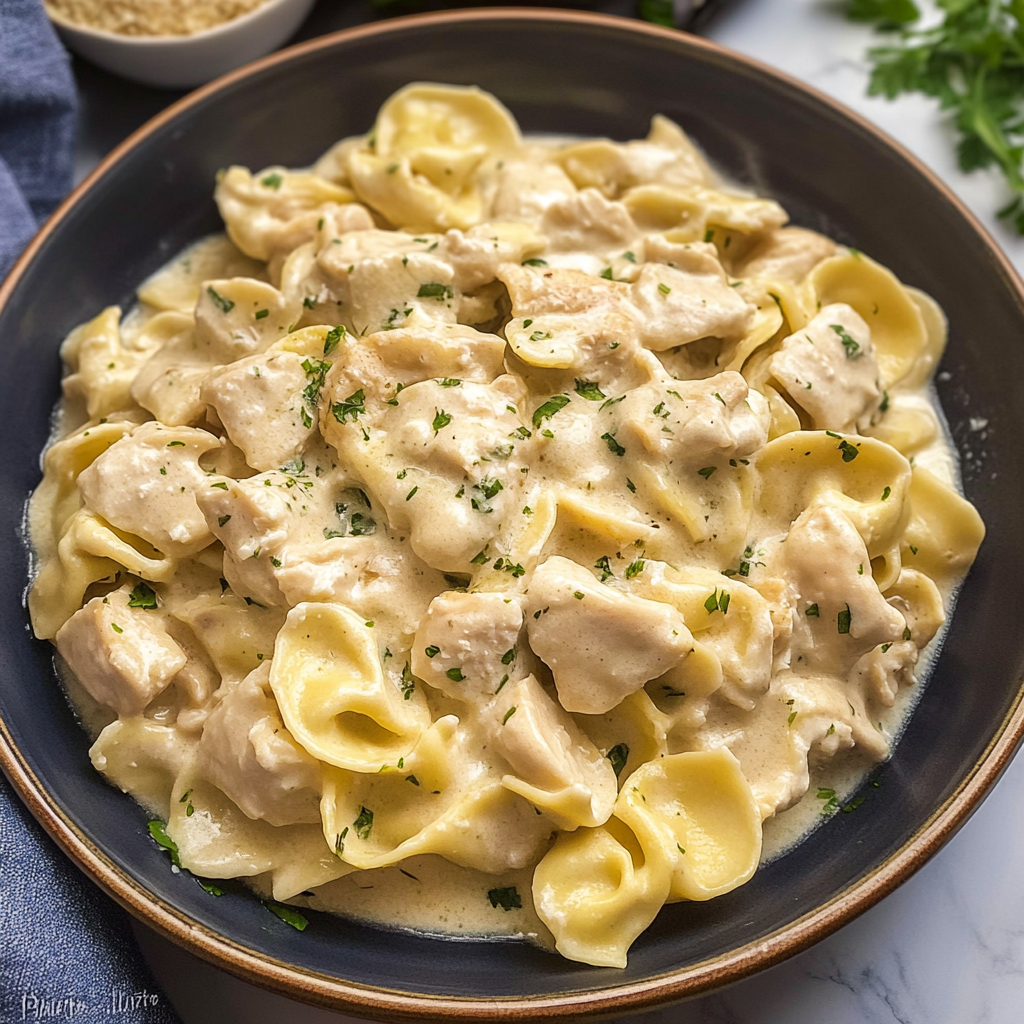 Crockpot Chicken Alfredo Tortellini