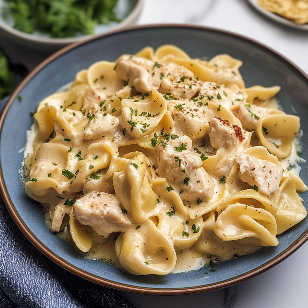 Crockpot Chicken Alfredo Tortellini