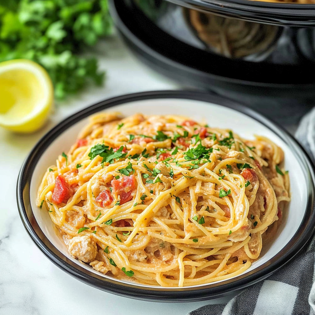 Crockpot Chicken Spaghetti