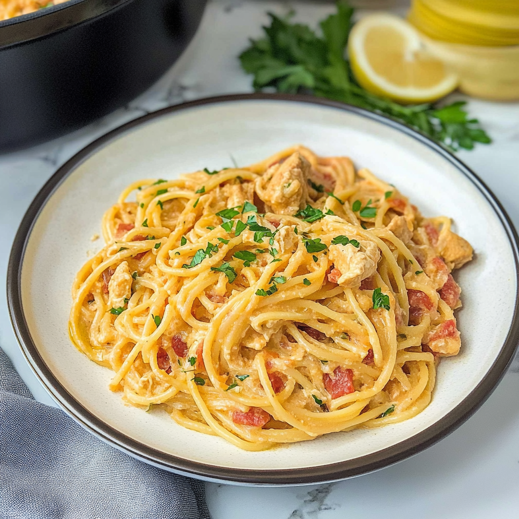 Crockpot Chicken Spaghetti