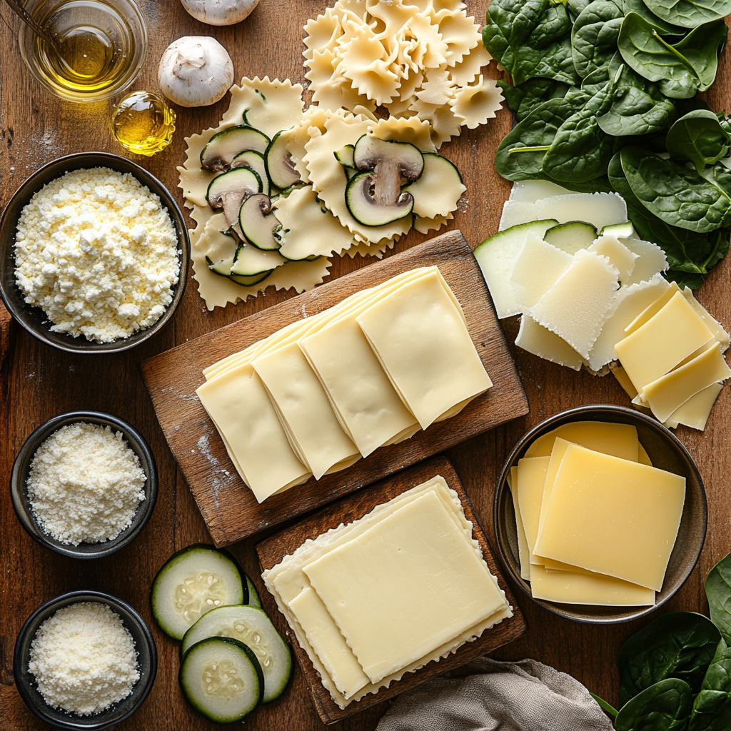Veggie White Lasagna ingredients