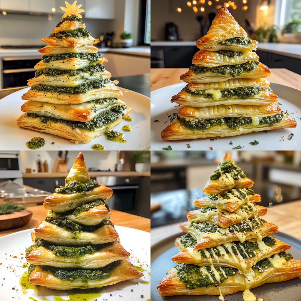 Basil Pesto Cheesy Puff Pastry Christmas Tree Recipe