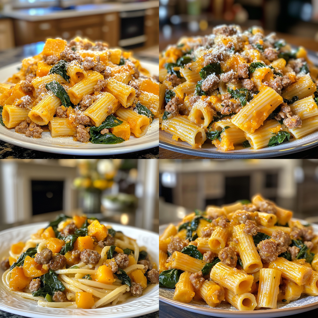 Butternut Squash Pasta with Sausage and Spinach