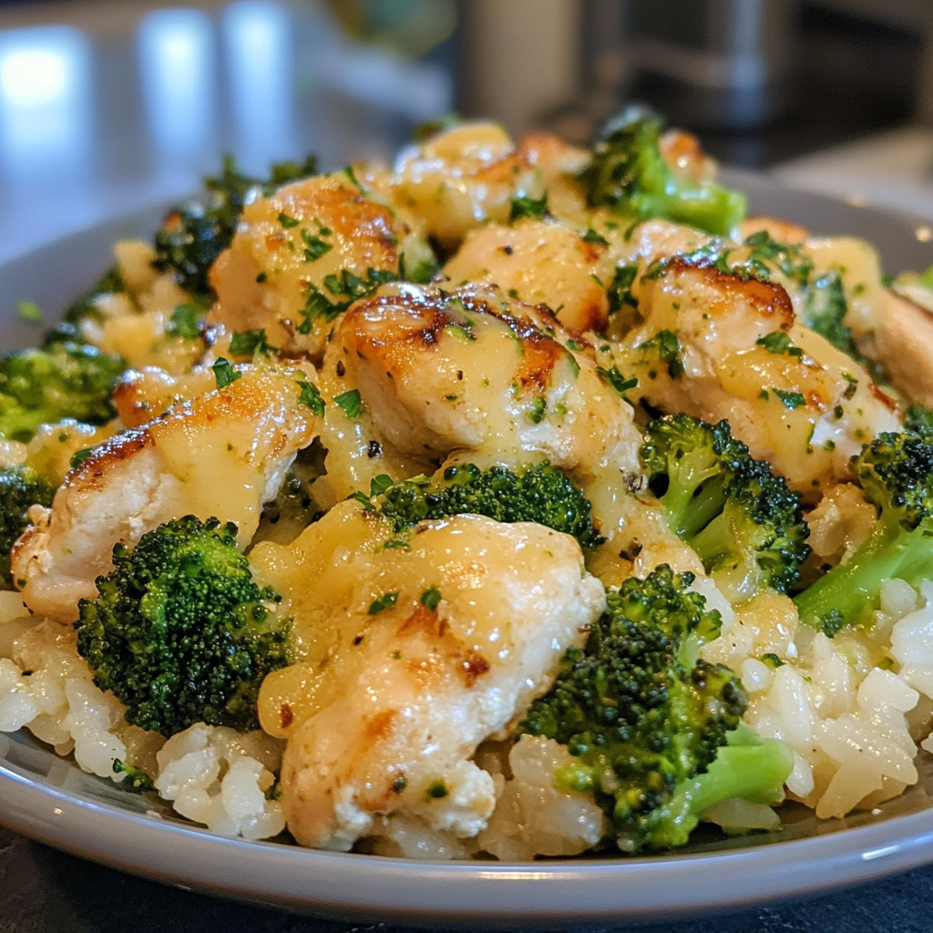 Cheesy Chicken Skillet with Broccoli and Rice Bliss