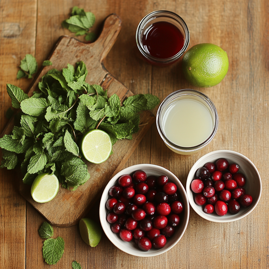 Christmas Cranberry Mojito Recipe for Festive Cheers ingredients