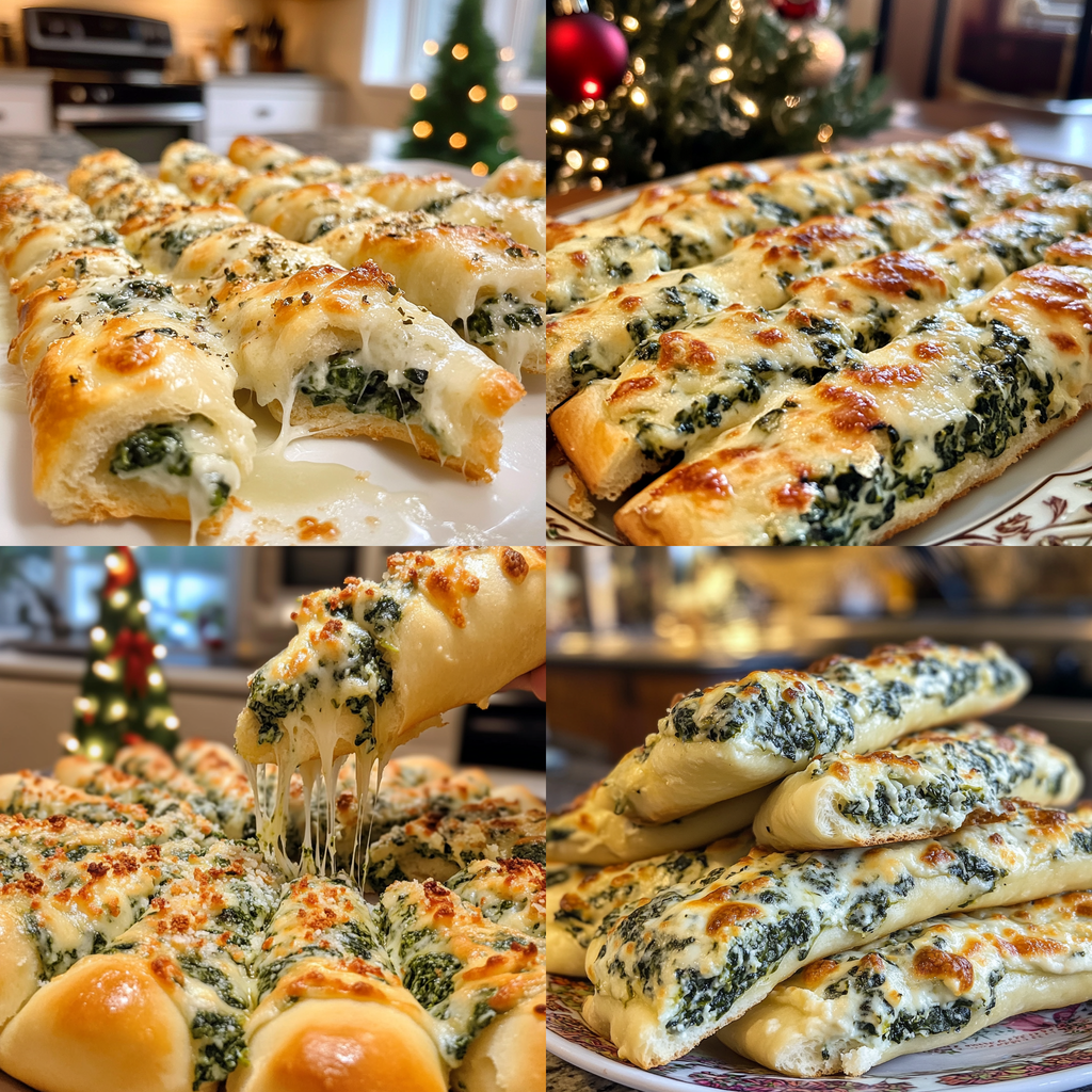 Christmas Tree Spinach Dip Breadsticks Recipe