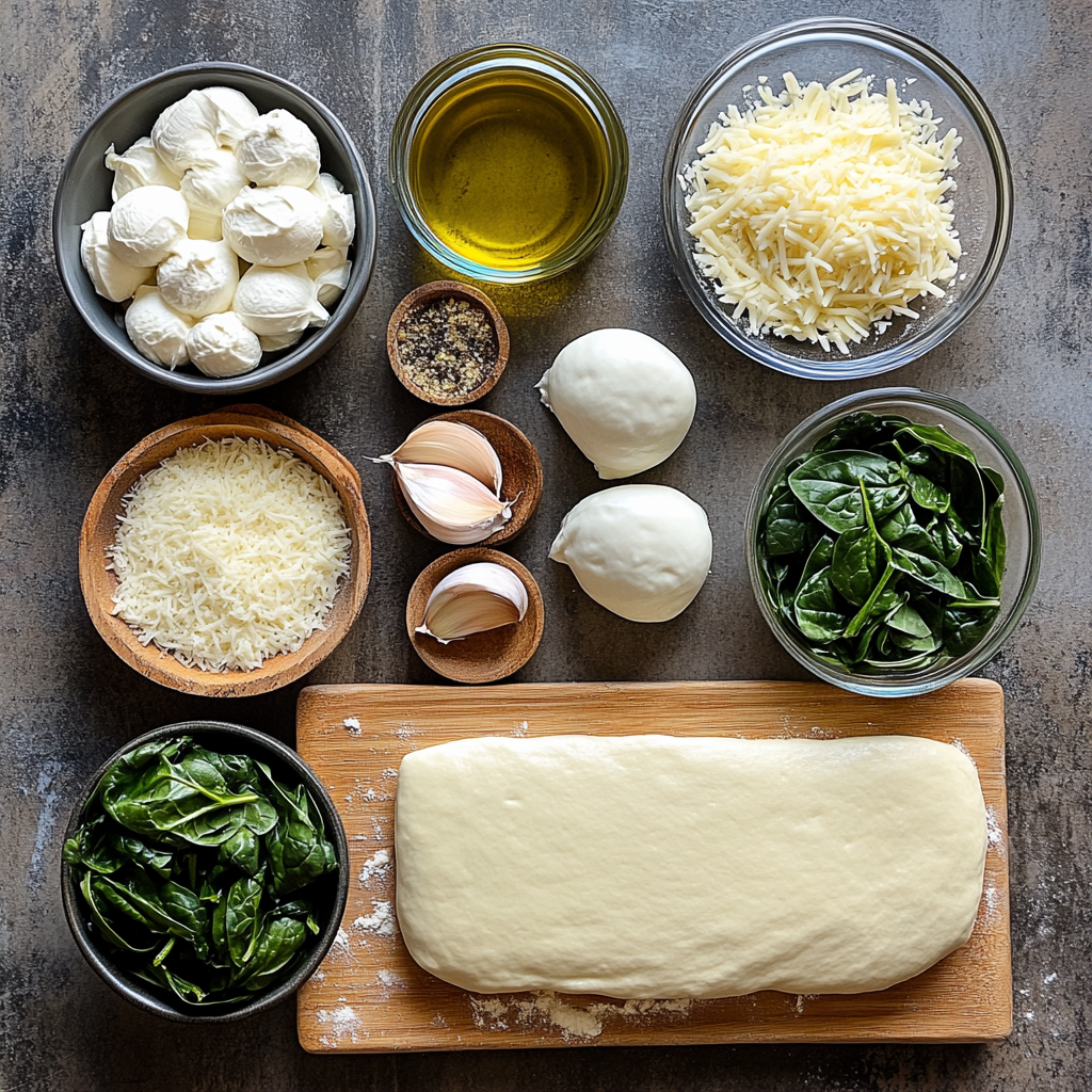 Christmas Tree Spinach Dip Breadsticks Recipe ingredients