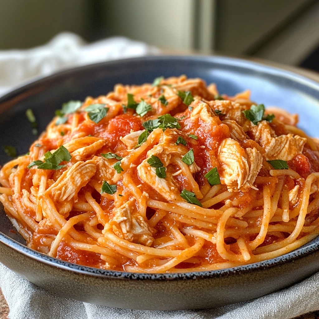 Crockpot Chicken Spaghetti
