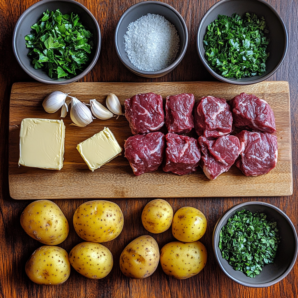 Garlic Butter Beef Bites with Potatoes ingredients