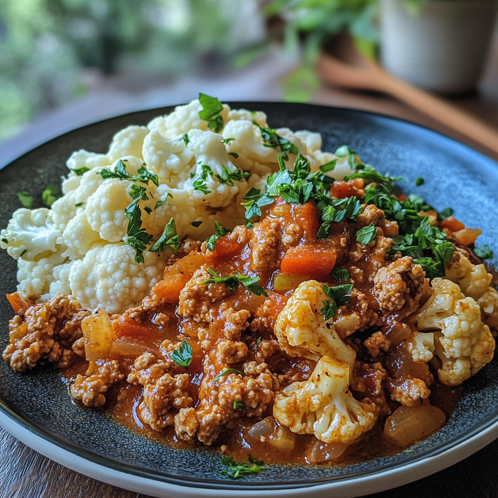 Ground Turkey with Cauliflower Skillet