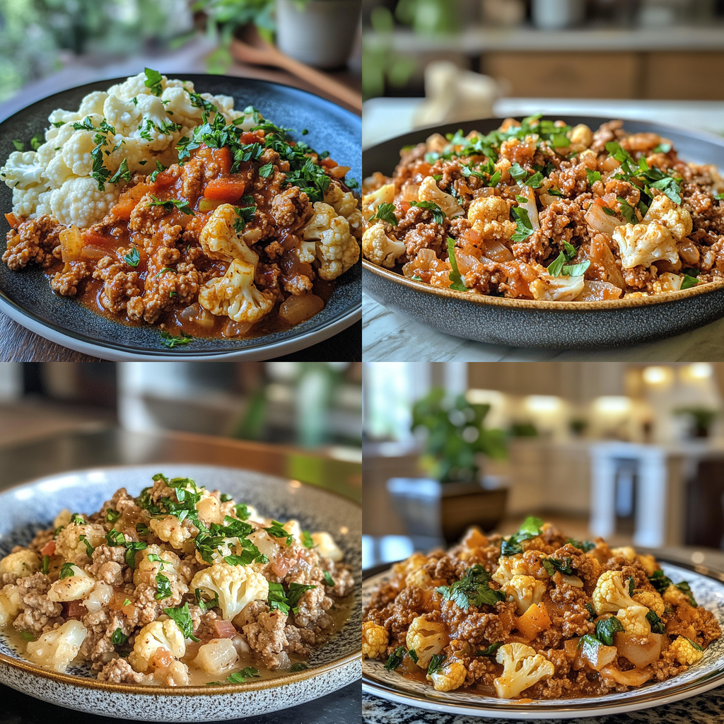 Ground Turkey with Cauliflower Skillet