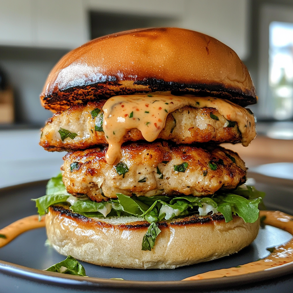 Healthy Chicken Burgers with Caesar Twist