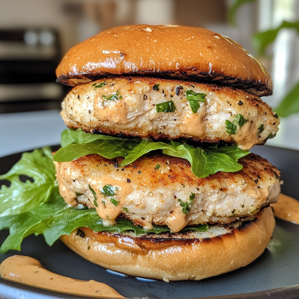 Healthy Chicken Burgers with Caesar Twist