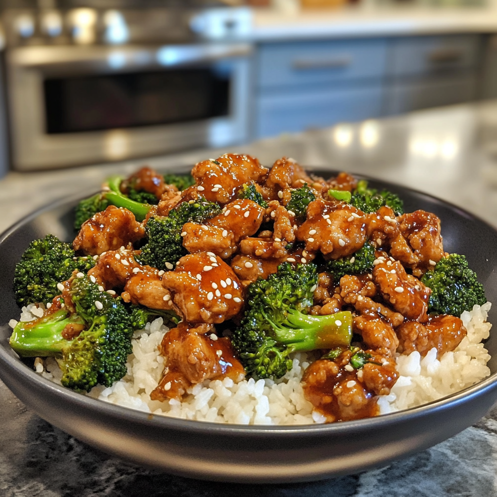 Honey Sriracha Ground Chicken and Broccoli