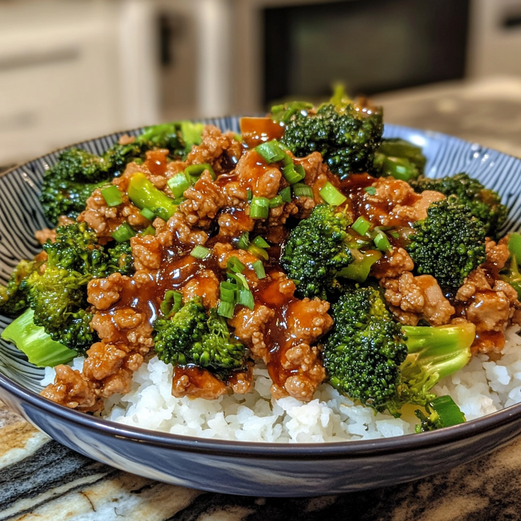 Honey Sriracha Ground Chicken and Broccoli
