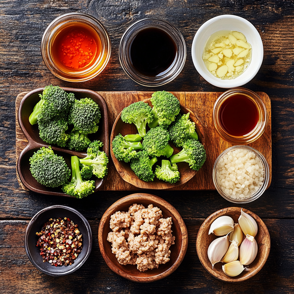 Honey Sriracha Ground Chicken and Broccoli ingredients
