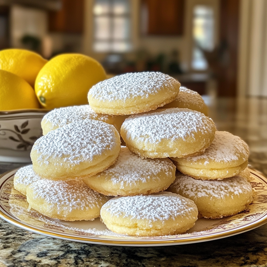 Lemon Cooler Cookies with Powdered Sugar