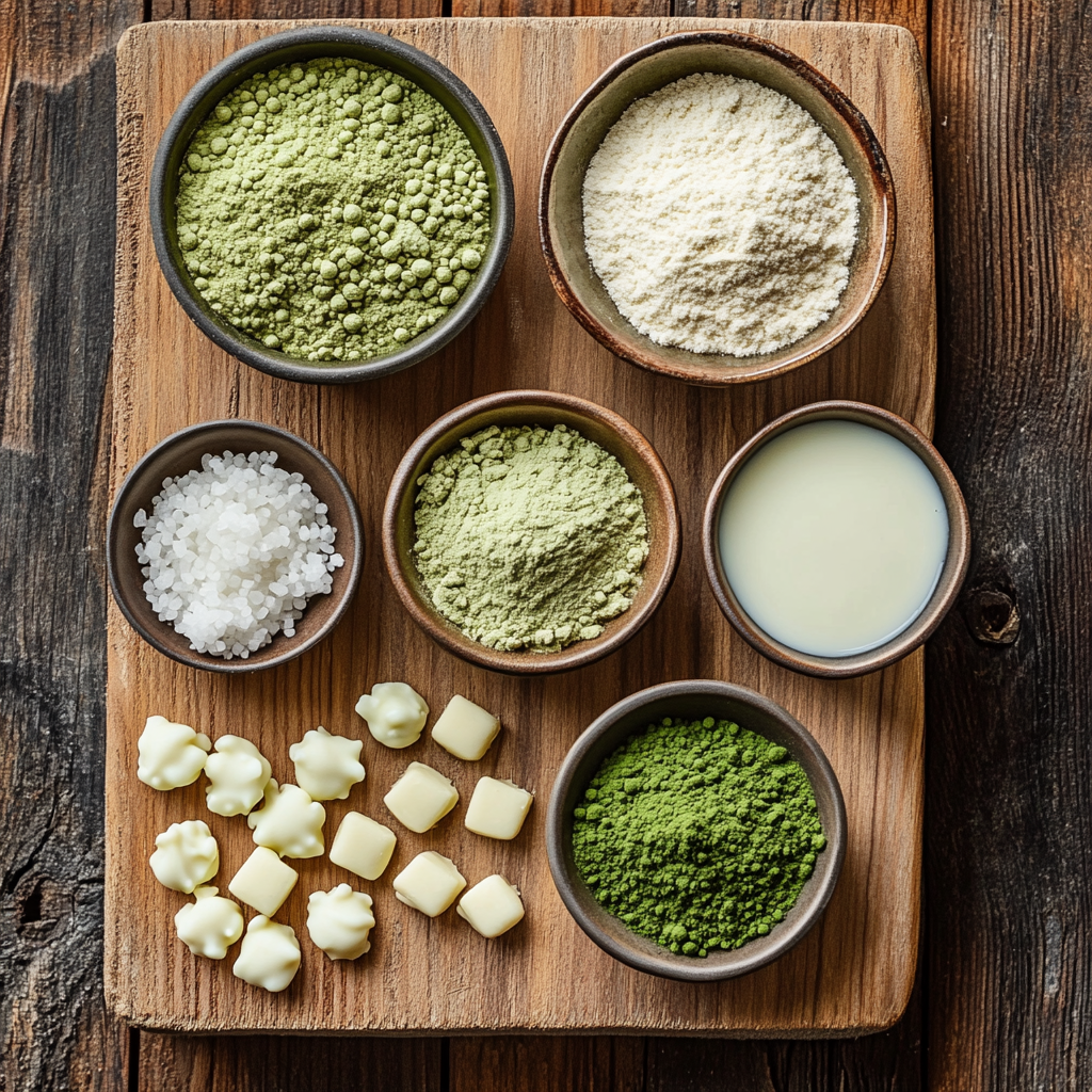 Matcha Mochi Cookies with White Chocolate Chips ingredients