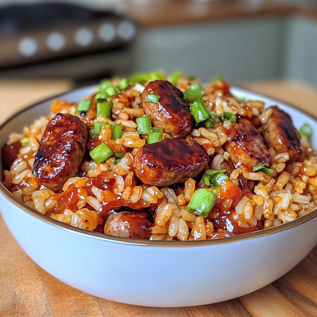One-Pan BBQ Sausage Rice ingredients