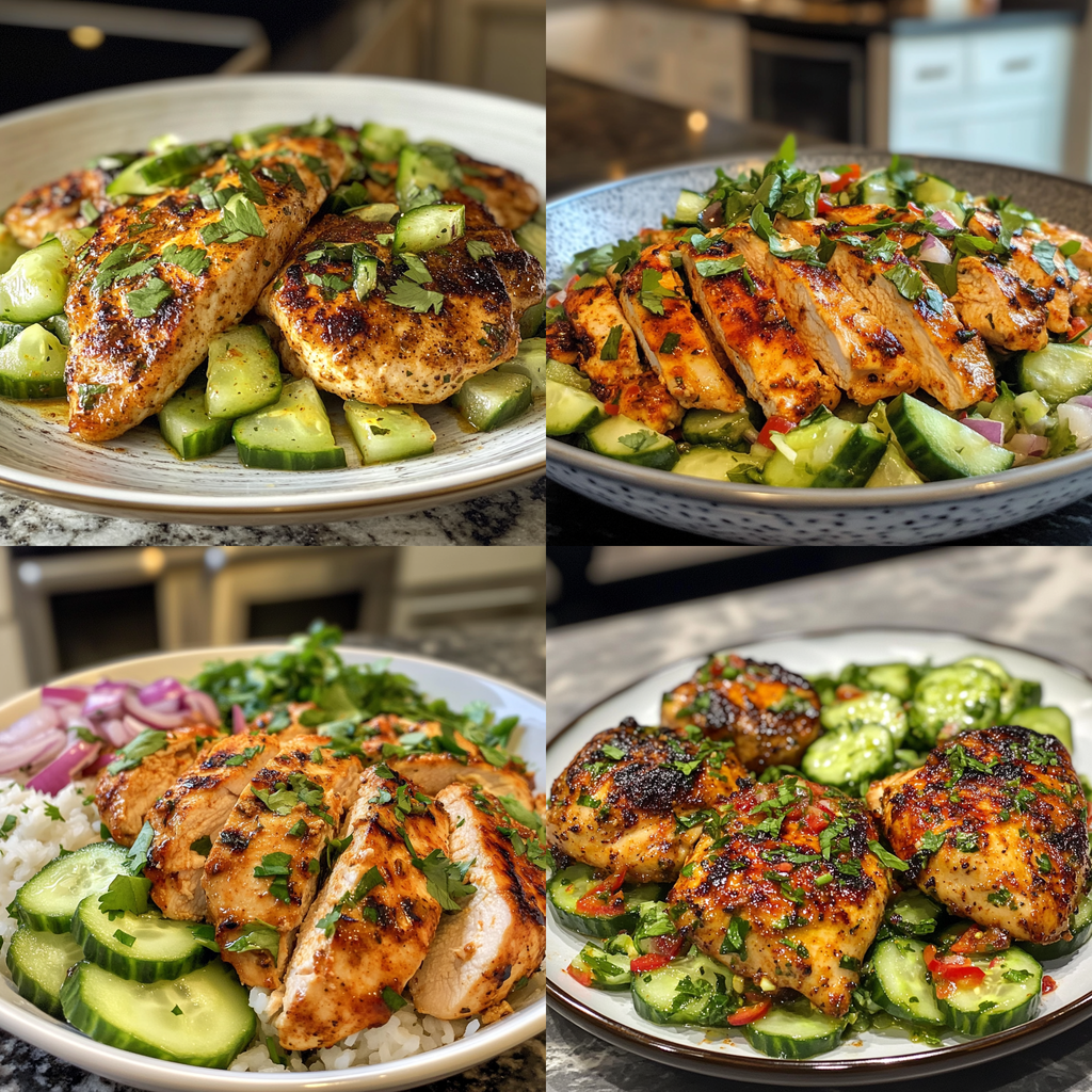 Savor Spicy Mediterranean Chicken with Creamy Cucumber Salad