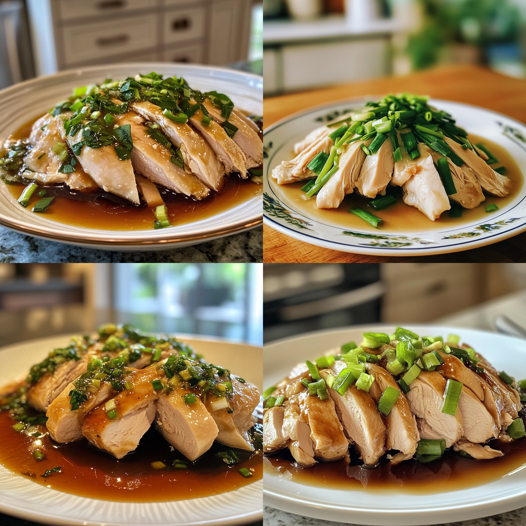 Savory Poached Chinese Chicken with Ginger Scallion Sauce
