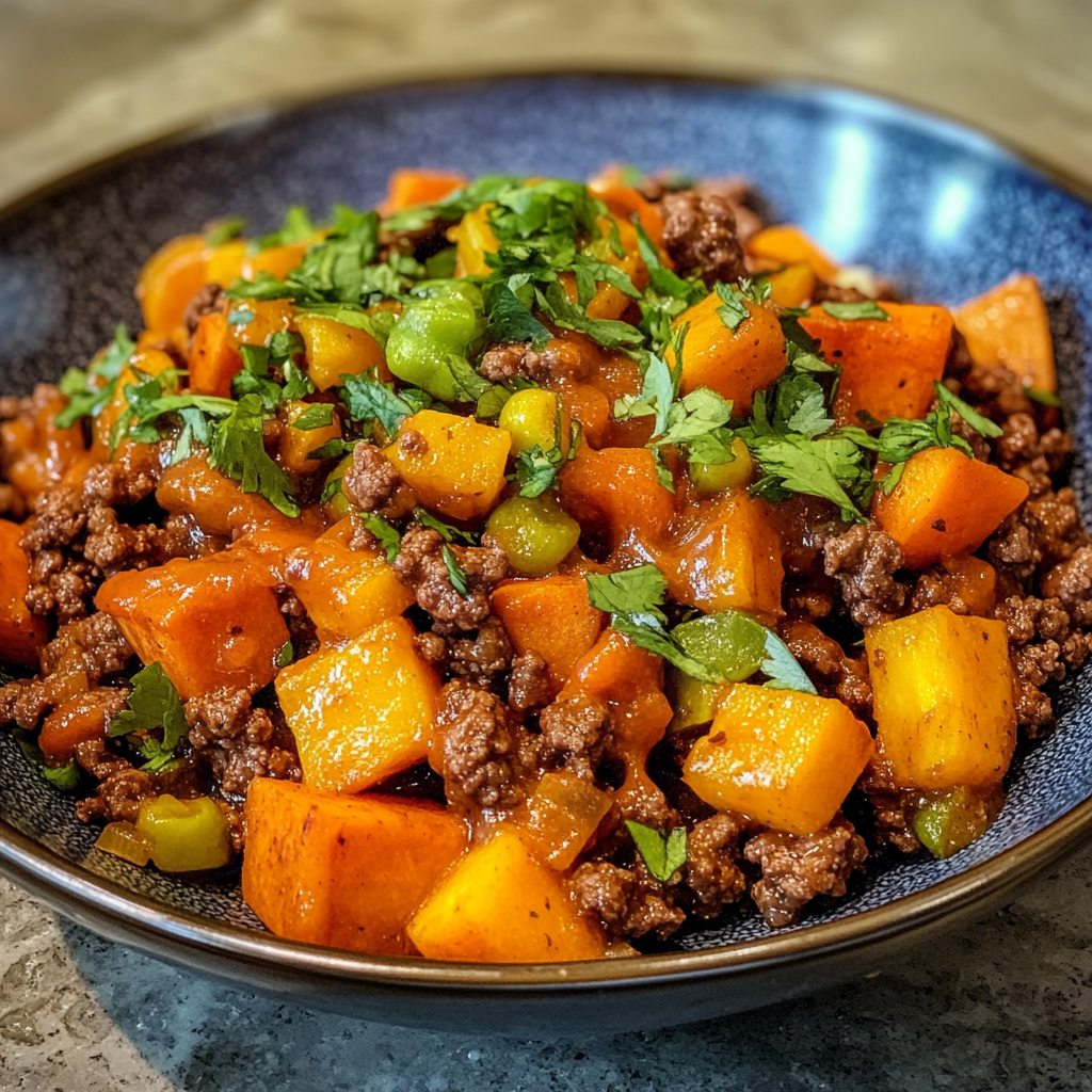 Southwestern Ground Beef Sweet Potato Skillet