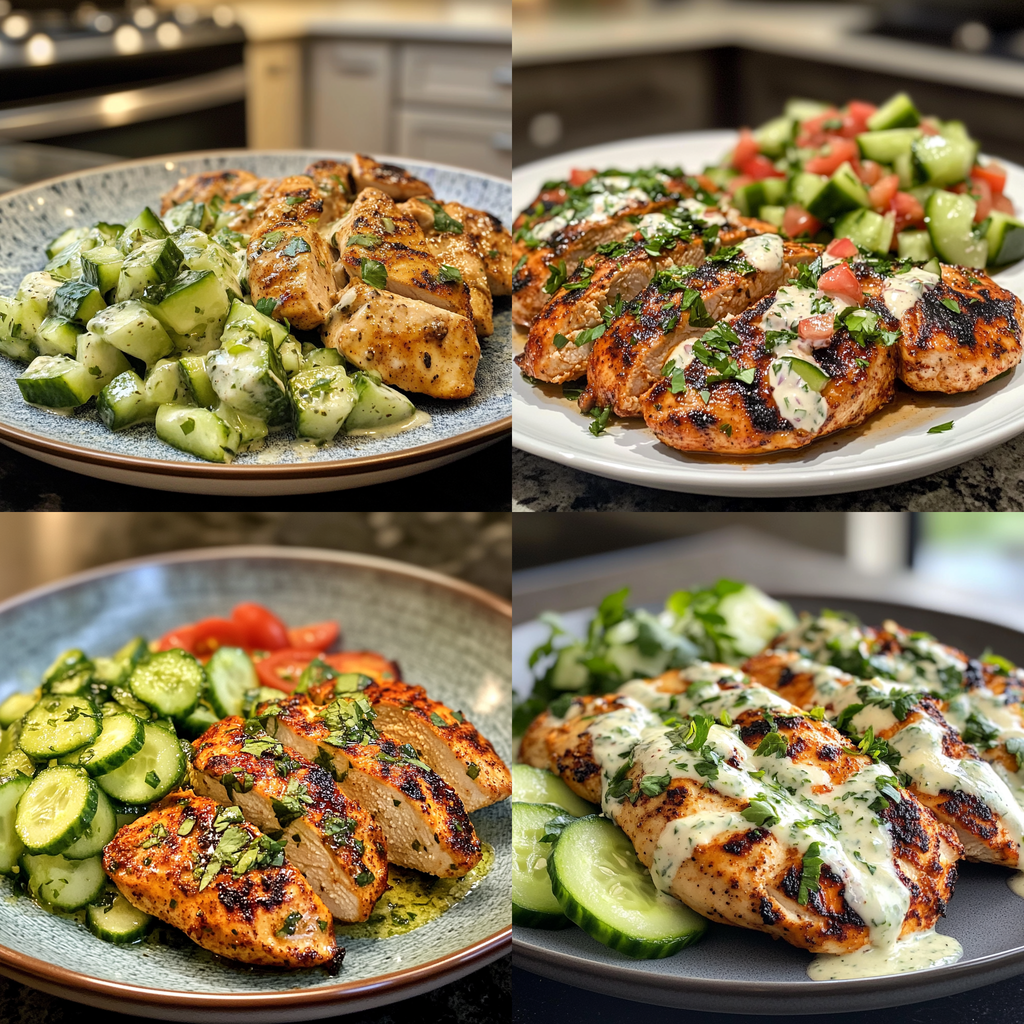 Spicy Mediterranean Chicken with Creamy Cucumber Salad Delight