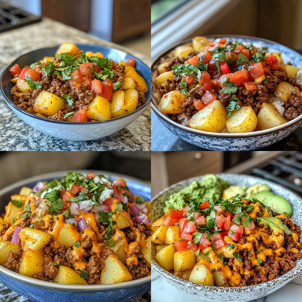 Taco Bowl with Ground Beef and Potatoes