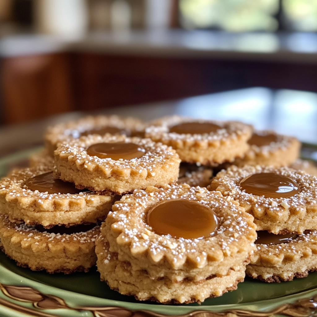 Caramel Hazelnut Linzer Cookies