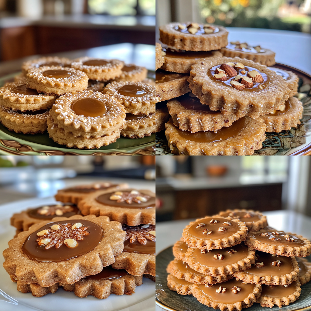 Caramel Hazelnut Linzer Cookies