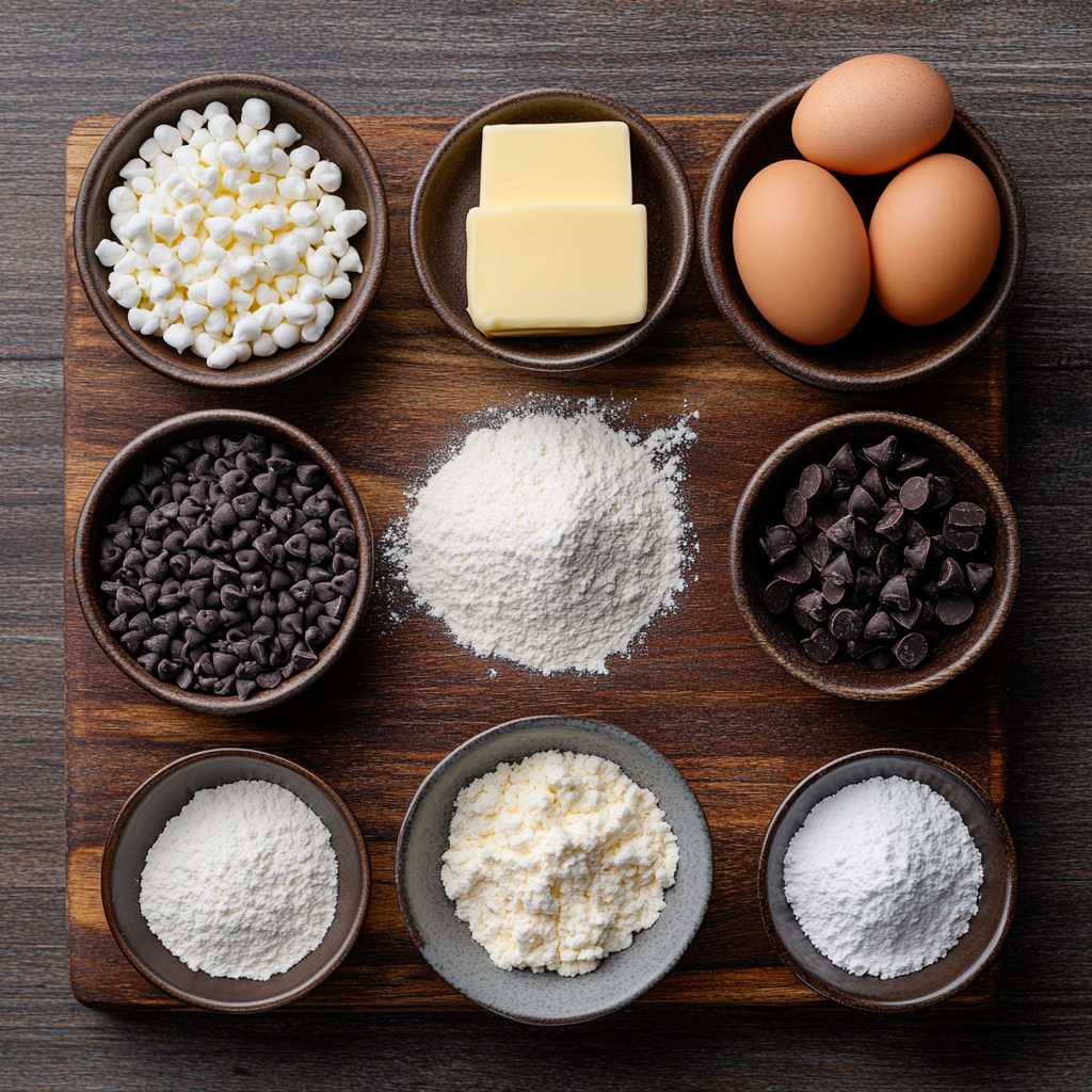 Cheesecake stuffed Chocolate Chip Cookies ingredients