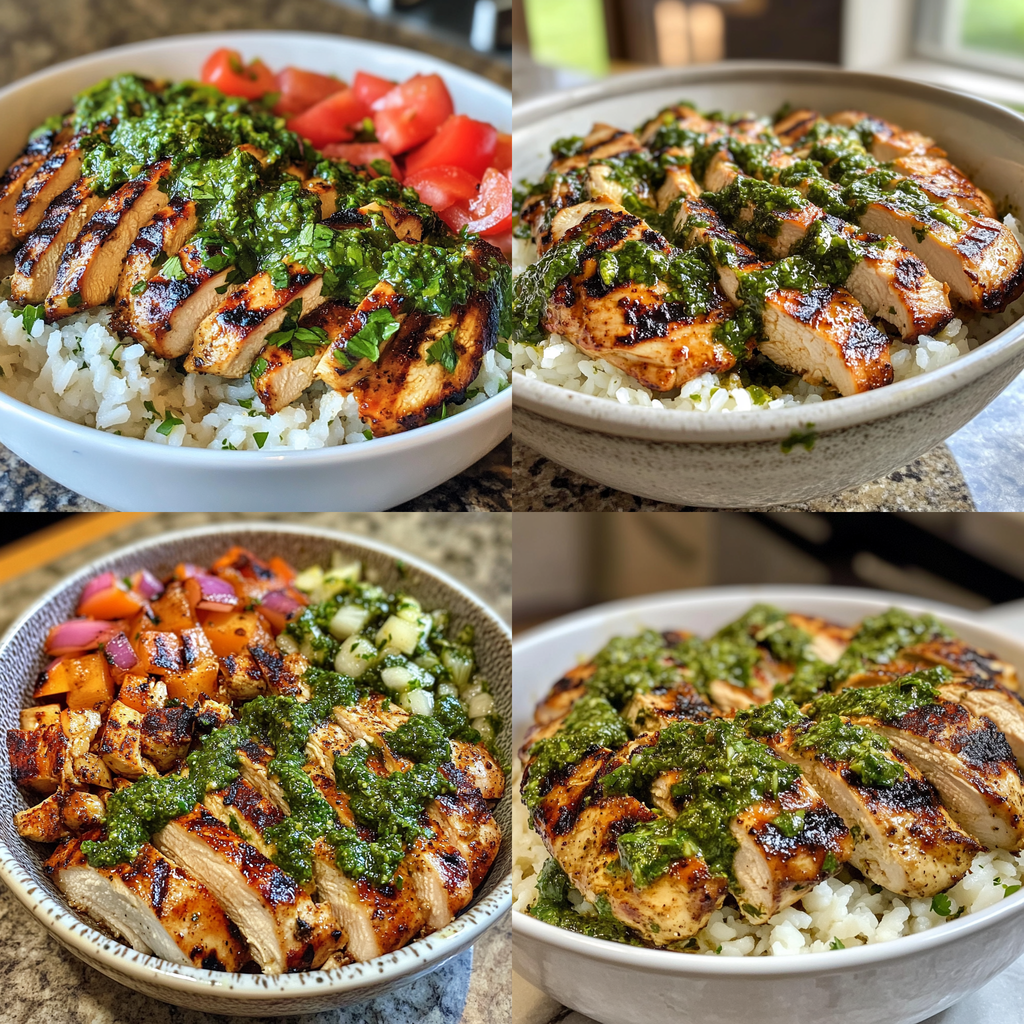 Chimichurri Grilled Chicken Bowl with Creamy Garlic Delight