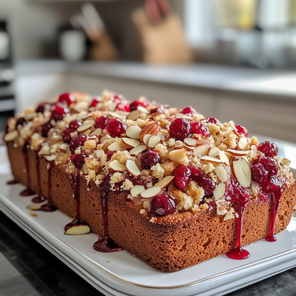 Cranberry Bread with Almond Topping