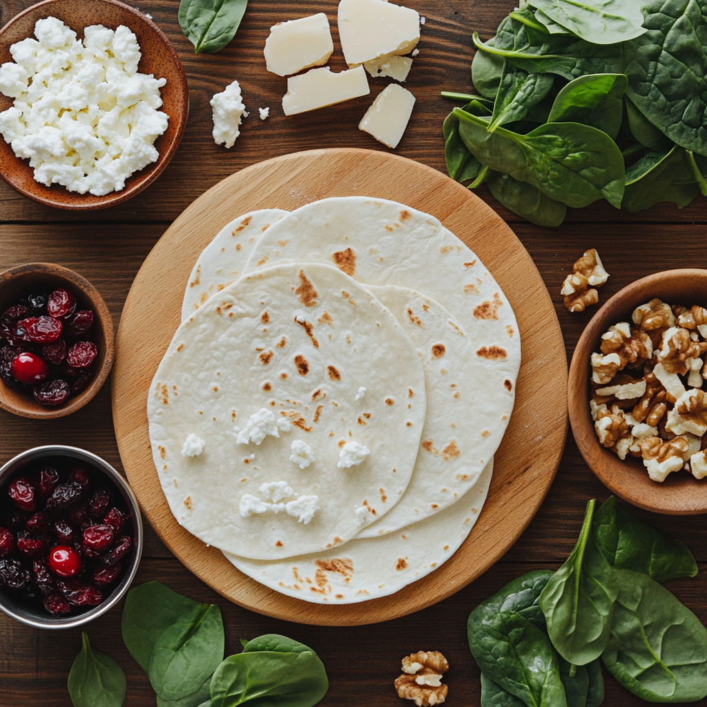 Cranberry Feta Pinwheels with Tortilla Wraps ingredients