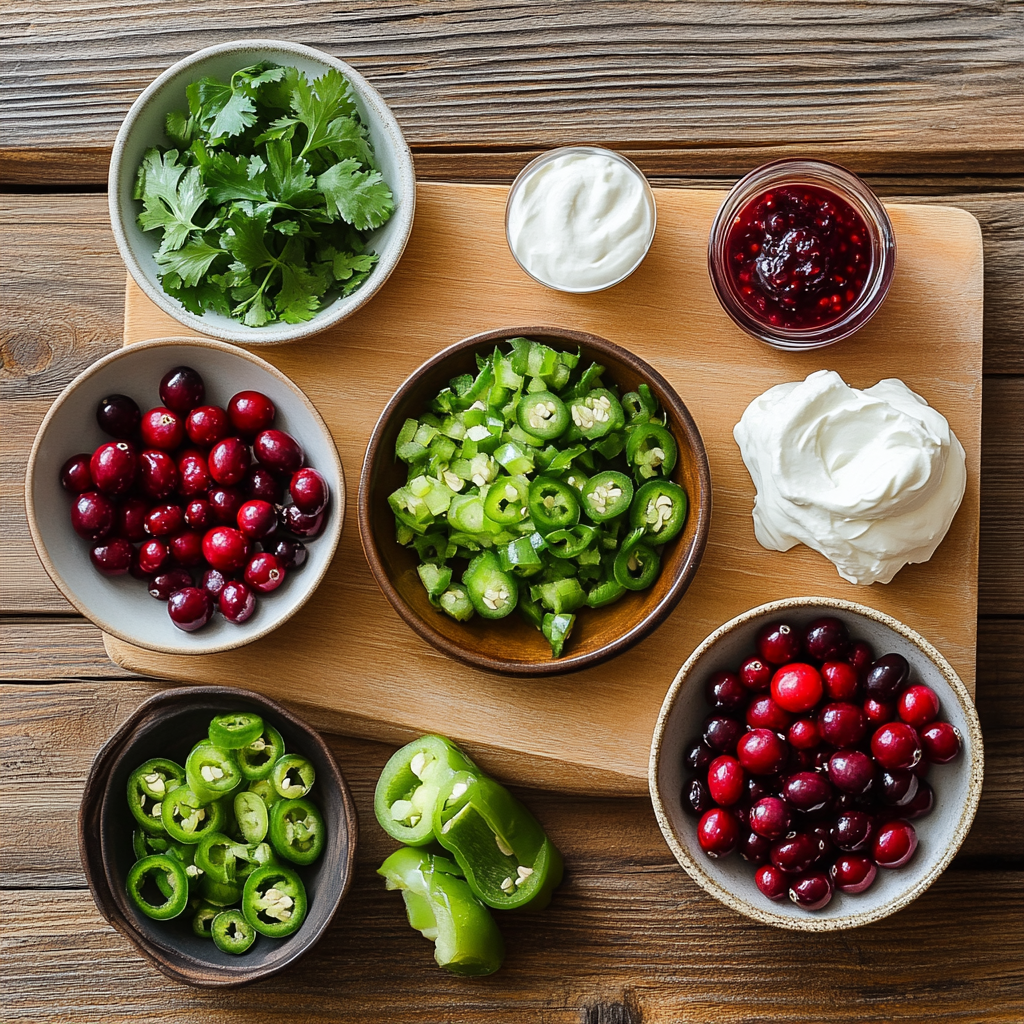 Cranberry Jalapeño Cream Cheese Dip Appetizer ingredients