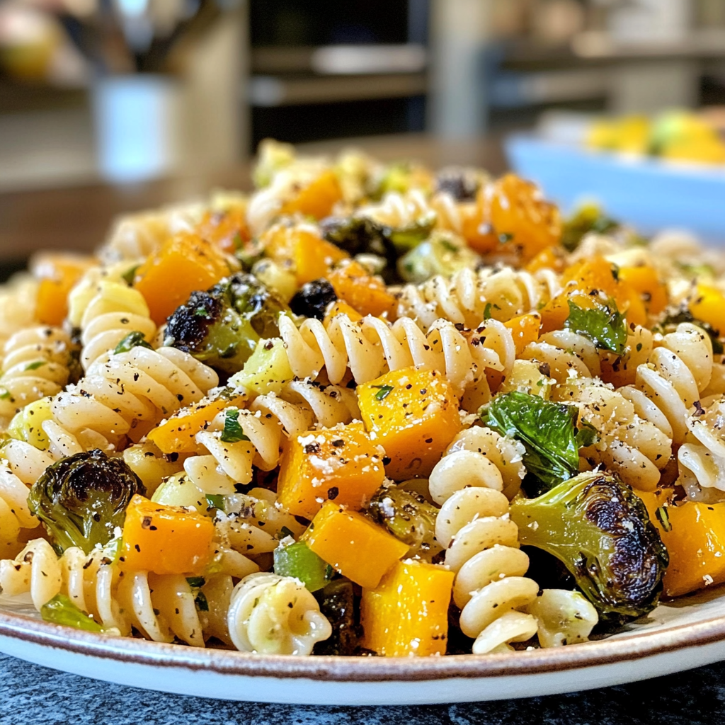 Fall Pasta Salad with Butternut Squash and Brussels