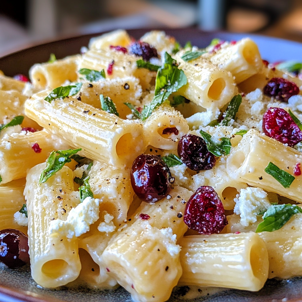 Feta & Cranberry Rigatoni Salad with Lemon Vinaigrette