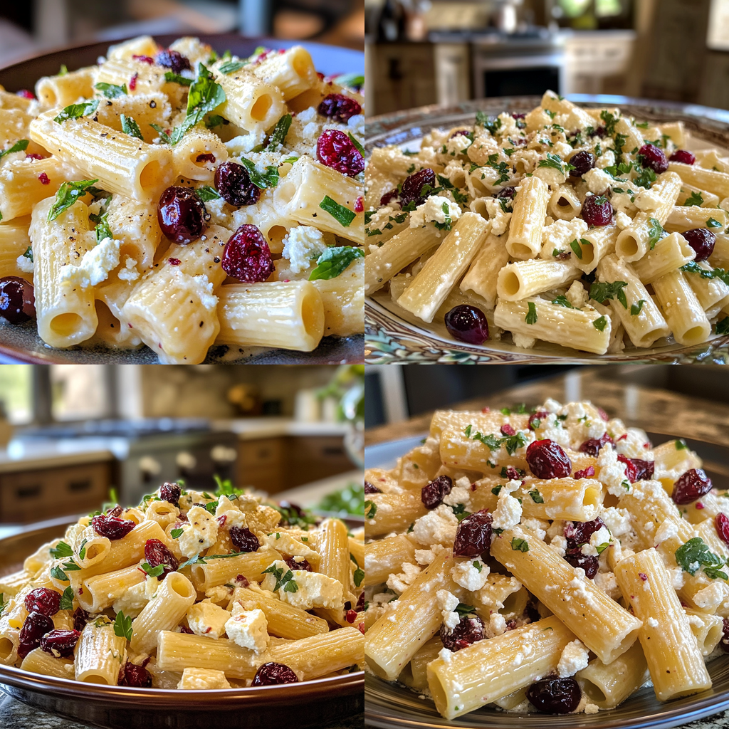 Feta & Cranberry Rigatoni Salad with Lemon Vinaigrette