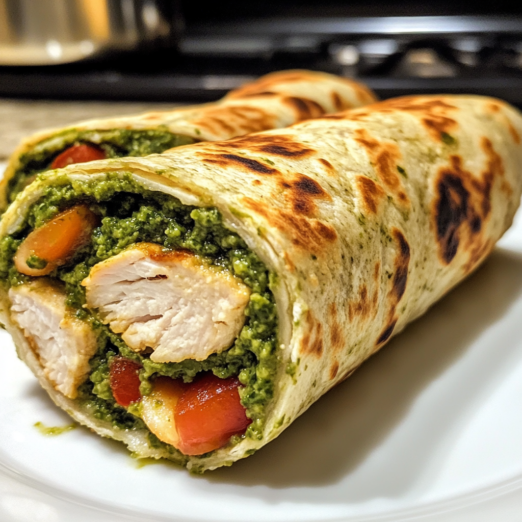 Healthy Cottage Cheese Pesto Wraps with Turkey