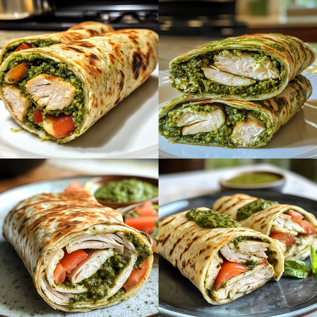 Healthy Cottage Cheese Pesto Wraps with Turkey