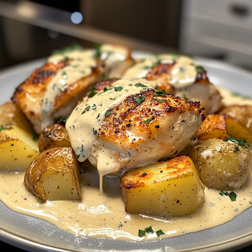 Heavenly Chicken and Potatoes with Dijon Cream Sauce Delight