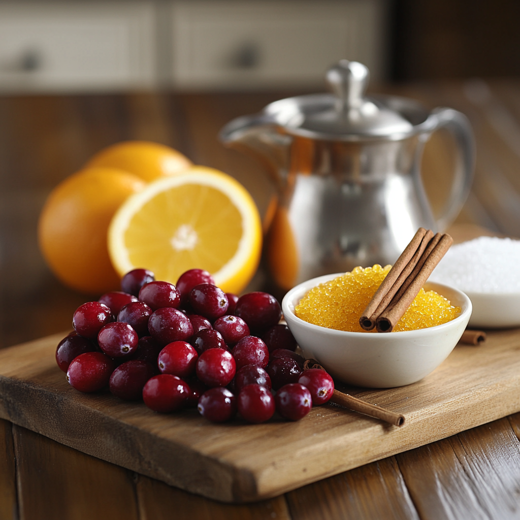 Homemade Fresh Cranberry Orange Sauce Recipe ingredients