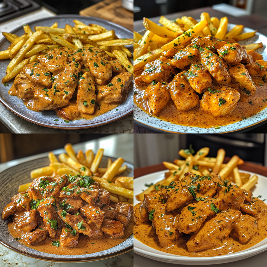 Irresistible Butter Chicken with Garlic Sauce and Crispy Fries