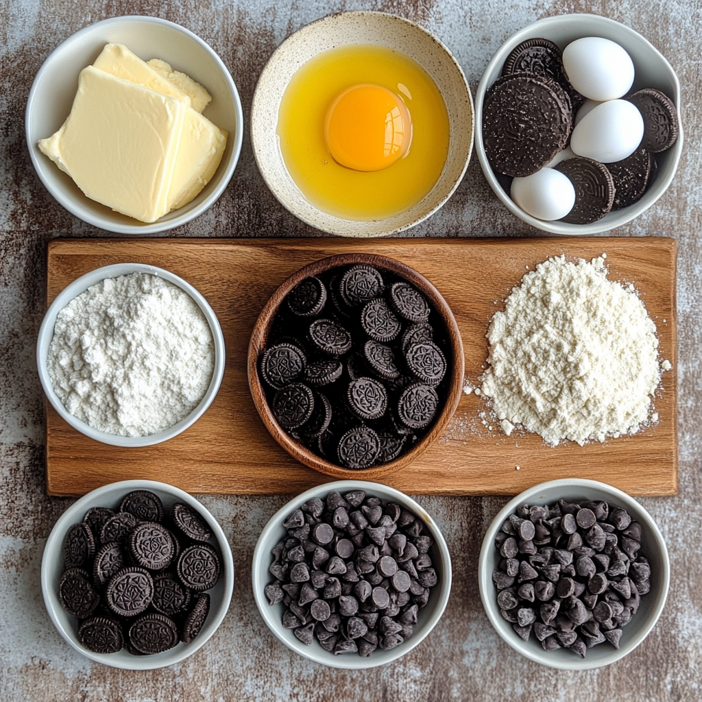 Oreo Chocolate Chip Cookies with Gooey Middle ingredients