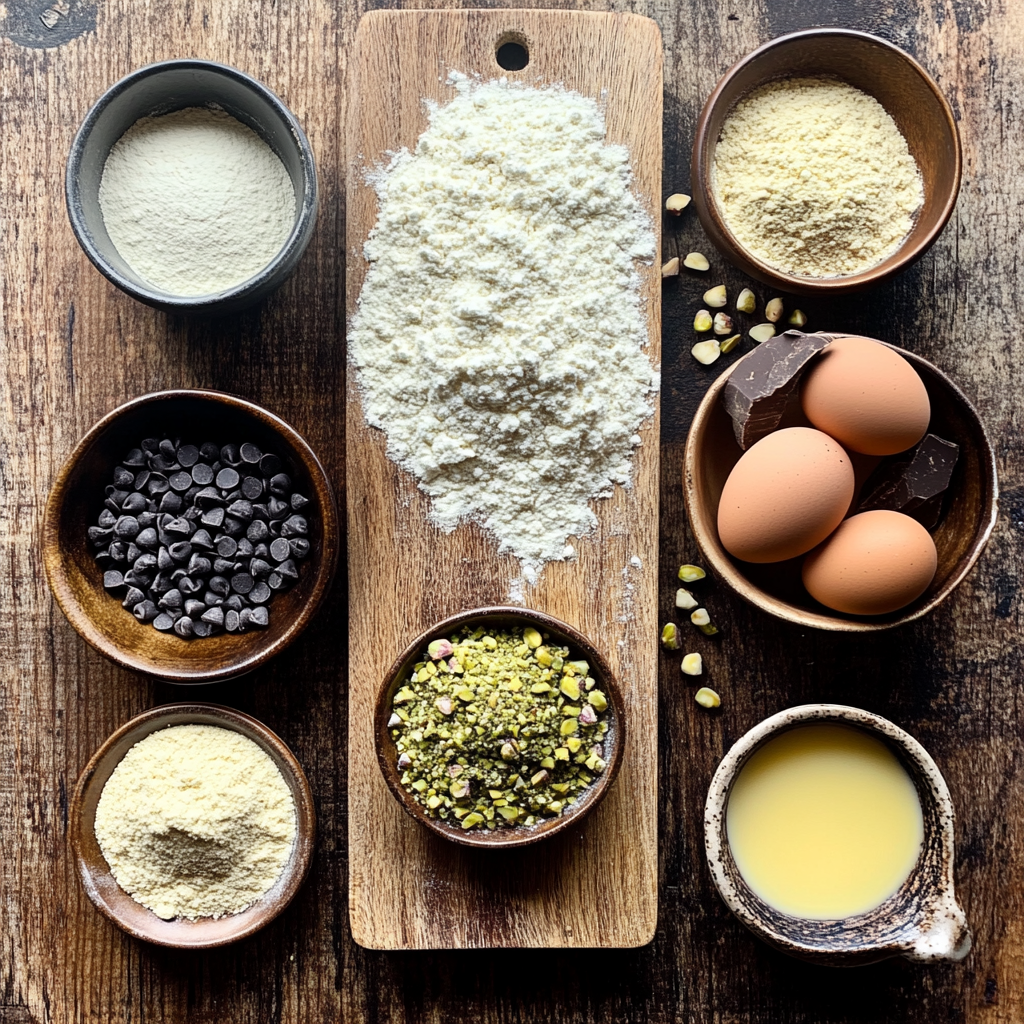 Pistachio Cream Chocolate Chip Cookies Recipe ingredients