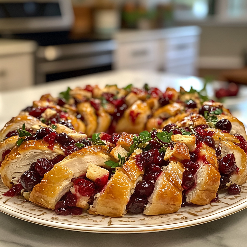 Savory turkey and cranberry crescent ring