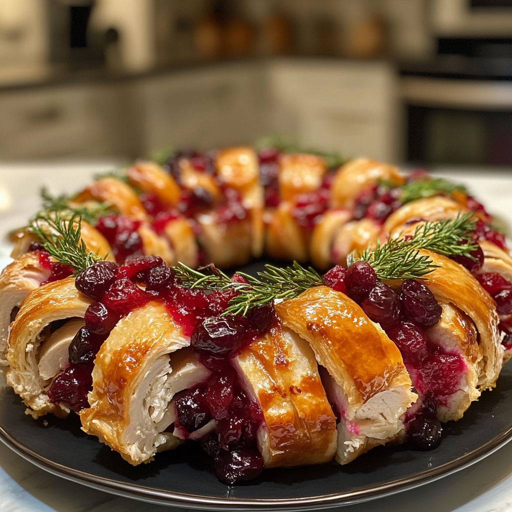 Savory turkey and cranberry crescent ring