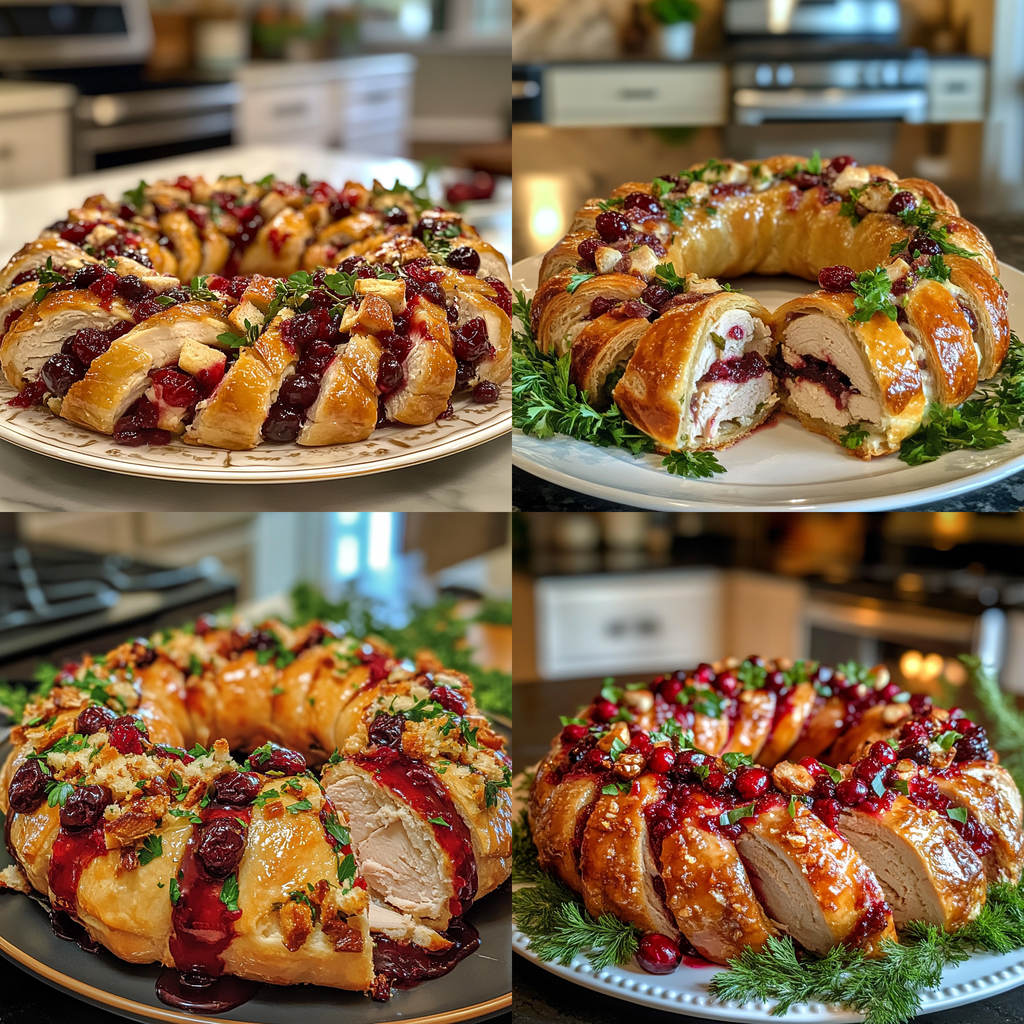Savory turkey and cranberry crescent ring