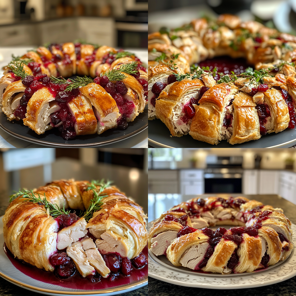 Savory turkey and cranberry crescent ring