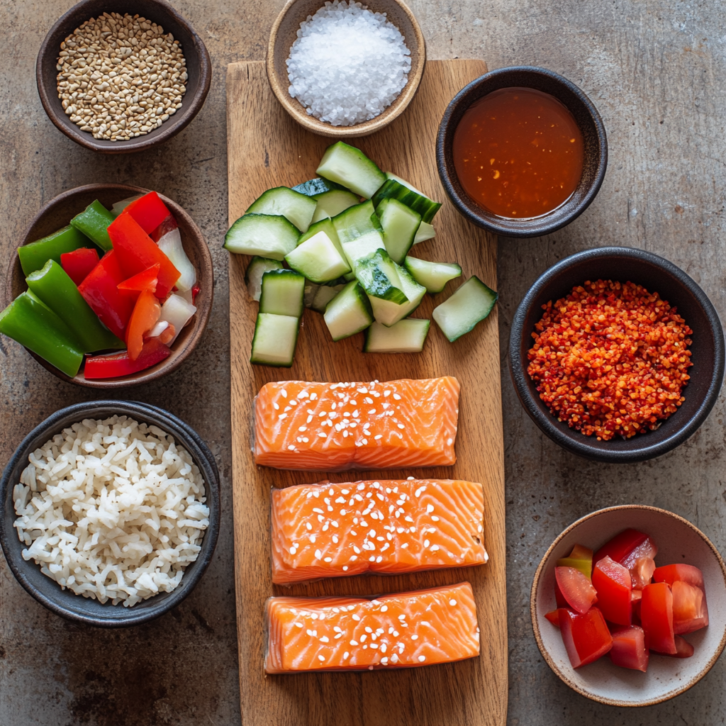Bang Bang Salmon Bites Bowls ingredients